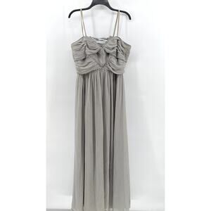 PEARL GEORGINA CHAPMAN Women's Gray Rhinestone Embellished Maxi Gown SZ 14